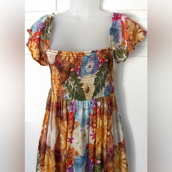 Anthropologie Moxy Collective Floral Maxi Dress Size XS Sheer - Picture 6 of 15